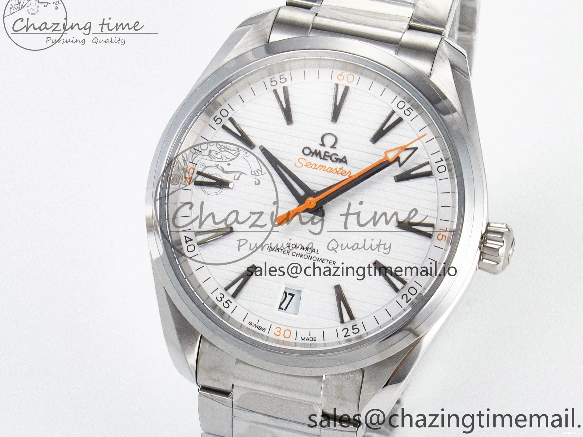 0302 ModernLook Aqua Terra 150M Master Chronometers VSF 1:1 Best Edition White Dial Orange Hand on SS Bracelet A8900 Super Clone 7650